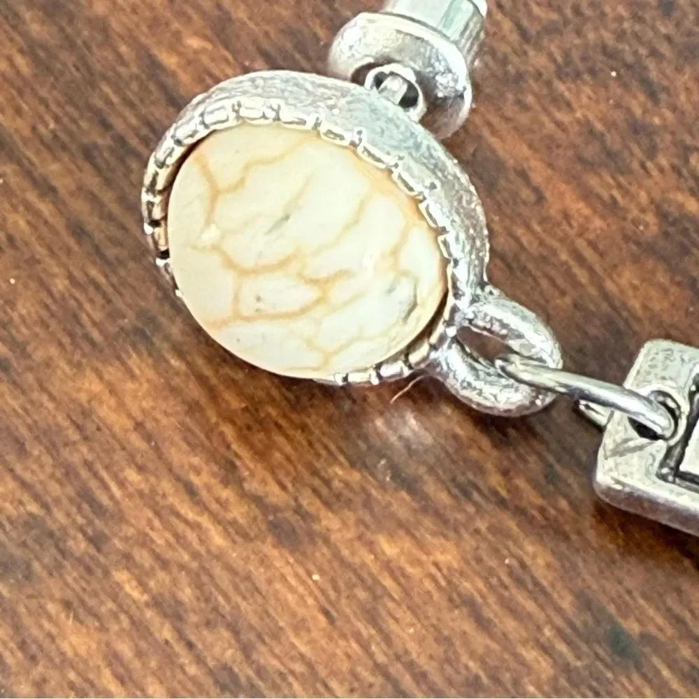 Faux White Buffalo Turquoise Earrings – Western & Aztec Style, Silver Tone